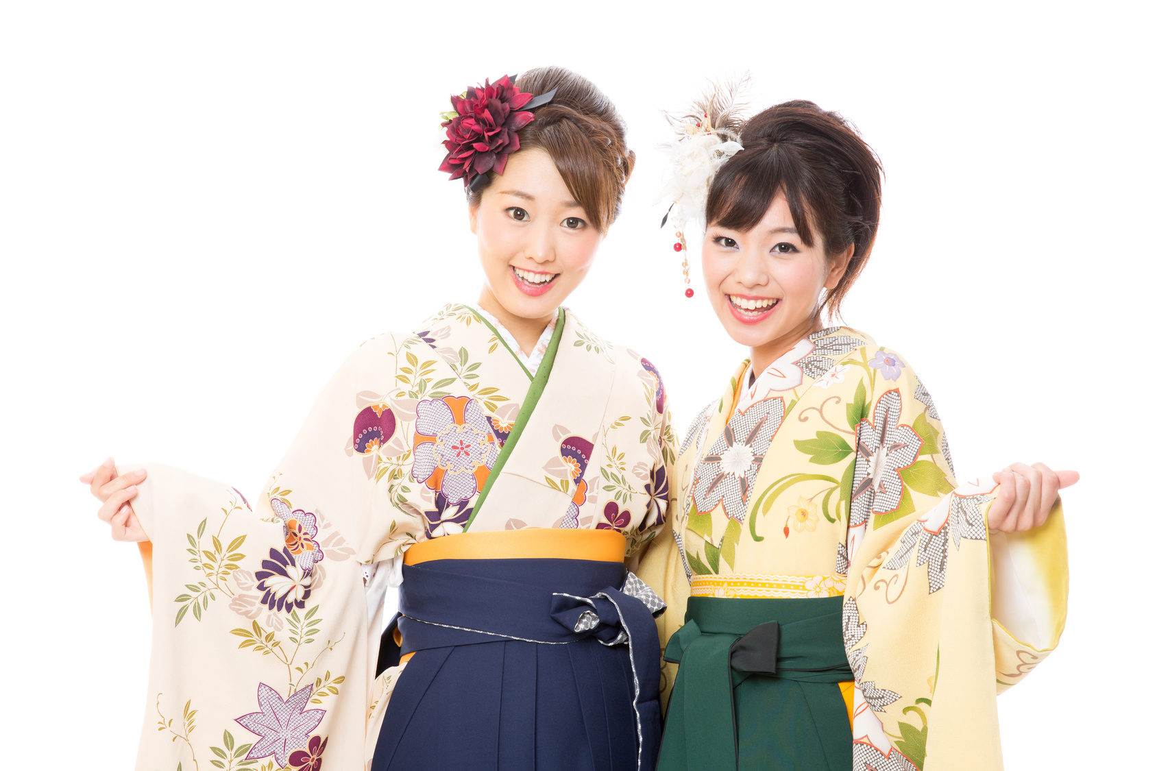portrait of japanese traditonal women on white background